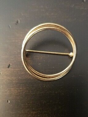 Polished Circular Double-Ring Brooch -Approx 1.25" Diameter